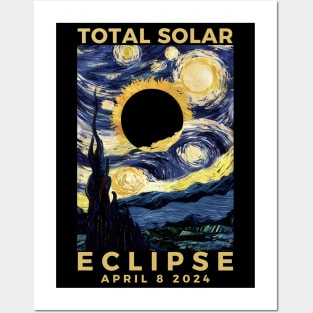 Van Gogh Starry Night Total Solar Eclipse April 8 2024 Posters and Art